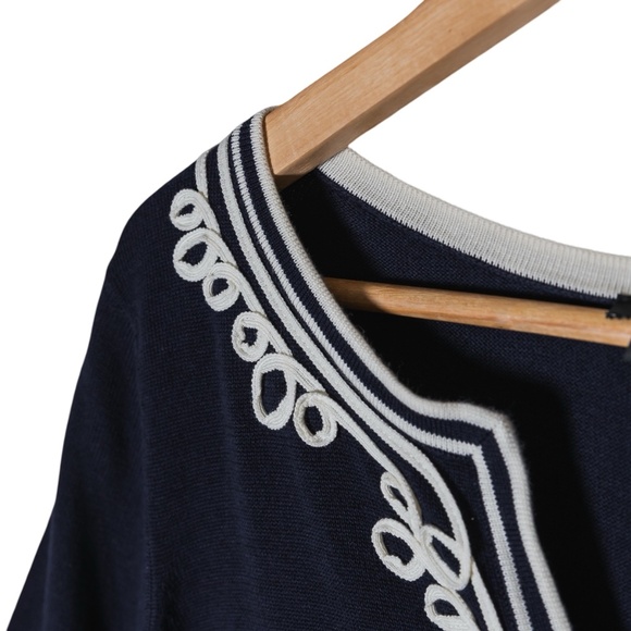 NWT: Talbots Women's Embellished Split-Neck Sweater; Navy Blue; Plus Size 1X - Picture 8 of 12